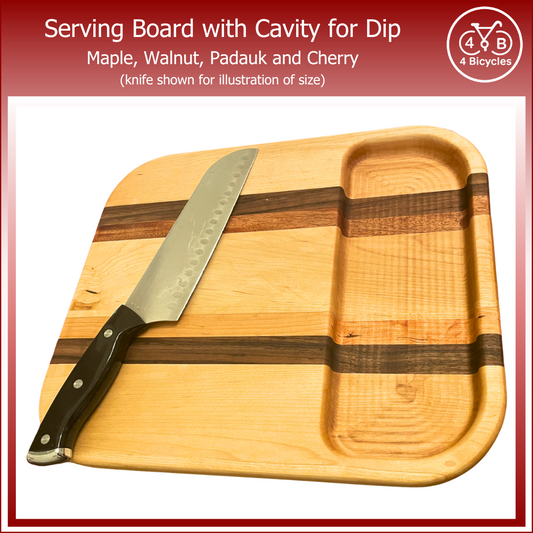 Cutting and serving board- Maple, Walnut, Padauk and Cherry
